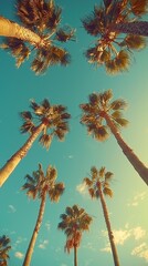 Serene palm trees under a soft pastel sky