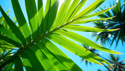 Dynamic Green Palm Leaves with Lightning Bolt Shapes Radiating Outward – Bold Nature Design