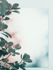 Naklejka premium Modern design space for text surrounded by soft greenery in a tranquil setting with gentle colors. Generative AI