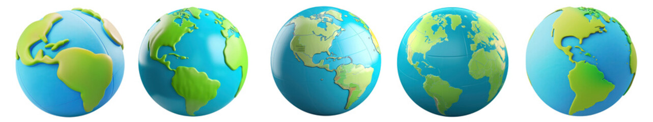 3D Earth space png cut out element set, transparent background