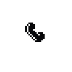 Fototapeta premium pixel phone receiver icon. Vector pixel art call 8 bit logo for game