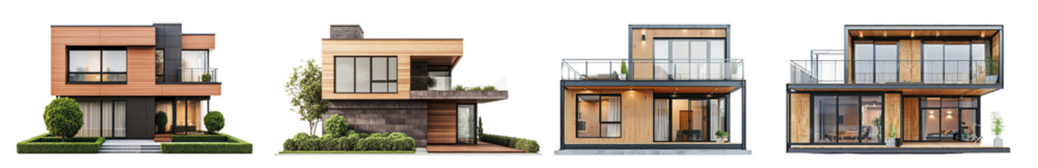 Contemporary house png cut out element set, transparent background