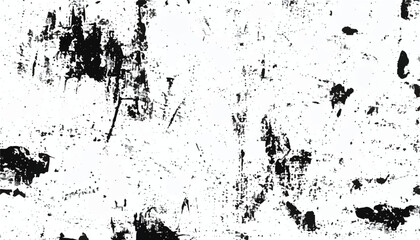 Black and white Grunge background.  Abstract monochrome vector texture. Grunge Texture Vector Isolated on White Background. Background of cracks, scuffs, chips, stains, ink spots, lines. EPS10.