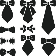 Elegant Bow Tie and Necktie Silhouette Vector Set