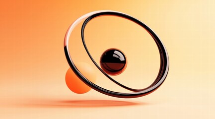 3D render of minimalistic geometric shapes on a peach background, an abstract art design