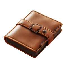 Elegant brown leather-bound notebook with strap