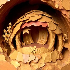 Miniature clay cave dwelling.
