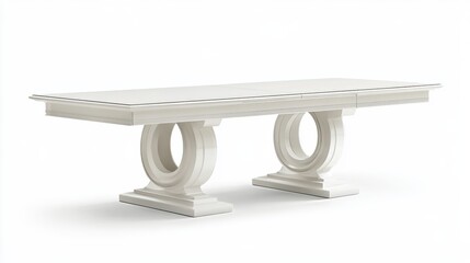 A newly acquired extendable dining table in a high-gloss white finish, ready for grand gatherings and chic decor.