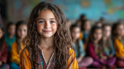 A teacher organizing a cultural day where children share and celebrate their diverse backgrounds through presentations and traditional attire,