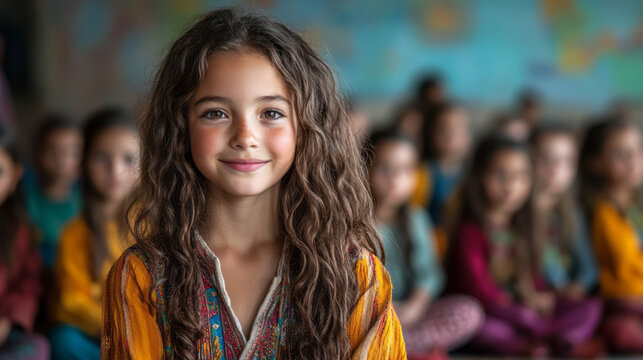 A teacher organizing a cultural day where children share and celebrate their diverse backgrounds through presentations and traditional attire,