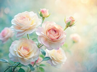 Obraz premium Elegant minimalist watercolor rose art print. Soft hues, perfect for wallpaper or floral décor.