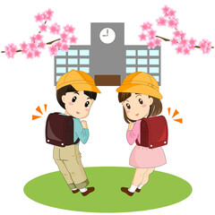 友達と登校　　一年生　主線あり