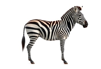 Obraz premium Striped Zebra Standing White Background Wildlife Image Realistic Style