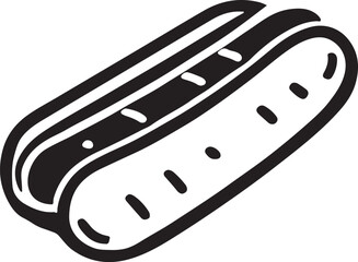 Silhouette vector of a hot dog icon, perfect for food industry designs, menus, branding, or promotional materials. Minimalistic and versatile style.