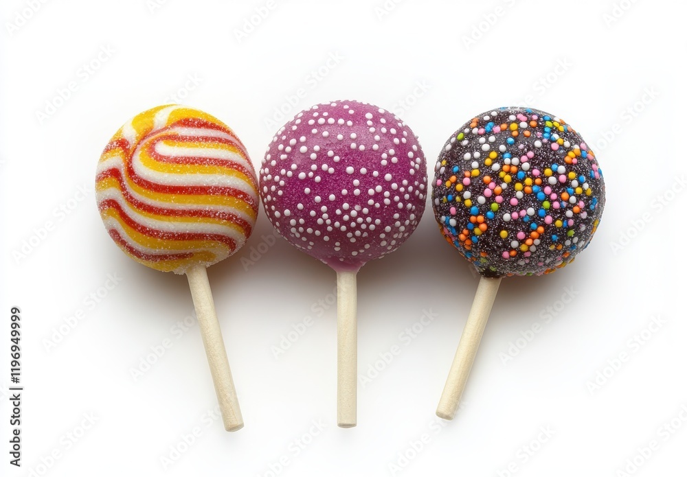 Wall mural Colorful and Eye-Catching Candy Lollipops with Sprinkles on Sticks Perfect for Celebrations, Parties, and Treats for All Ages in a Minimalistic Style