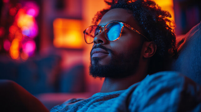 A passionate film enthusiast hosting a film discussion group, analyzing different genres and storytelling techniques in a cozy setting,