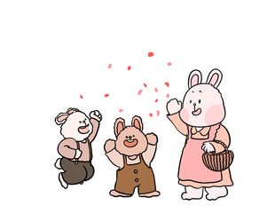 축하하는 토끼 일러스트 © Daben