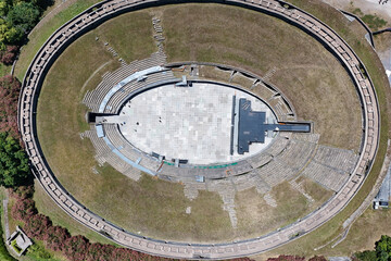 aerial view of the Amphitheatre of Pompeii, Historic World Heritage Site of Pompeii Italy