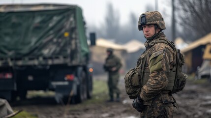 Military Soldier Combat Zone Uniform Camouflage Gear Truck