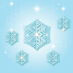 Blue paper snowflake with glow effect