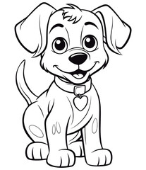 Fototapeta premium Coloring Page Of cartoon cute Dog Coloring Book for kids.