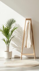Organizing closets clean and realistic composition of plants and textiles in a bright room