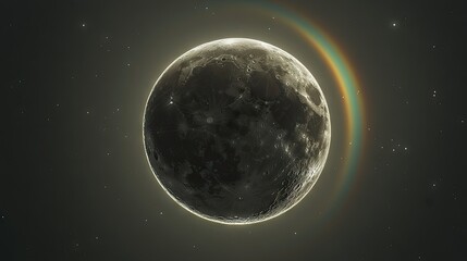 Fototapeta premium The Earth's shadow falling on the moon during a lunar eclipse, with sunlight creating a halo.