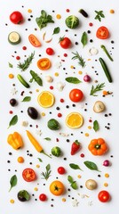 Fresh vegetable arrangement studio food clean background top-down view healthy eating concept