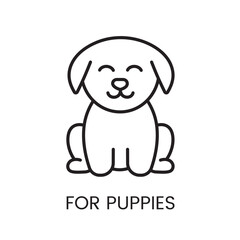 An icon of a puppy in vector, symbolizing products or care for puppies, with an editable stroke