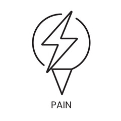 An icon of a lightning bolt in vector, symbolizing pain or acute sensation, with an editable stroke