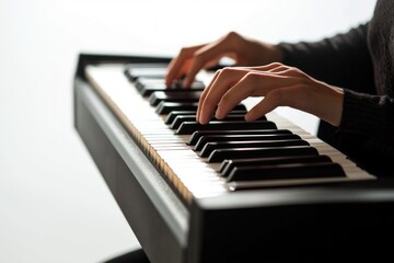 Fototapeta premium A person plays the piano with focus and expression