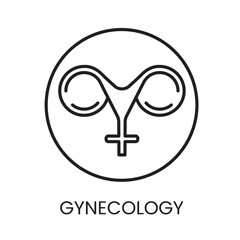 An icon of a uterus within a circle in vector, symbolizing gynecological services and women health, with an editable stroke