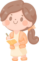 happy teacher teaching at school . employee presenting project. young woman teacher taking attendance classroom. Online tutor character illustration. professor at university  