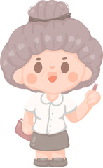 happy senior woman teacher teaching at school . employee presenting project. Online tutor character illustration. professor at university  