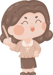 happy woman teacher teaching at school . employee presenting project. Online tutor character illustration. professor at university  