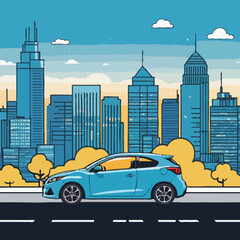 Obraz premium Cityscape Car Vector