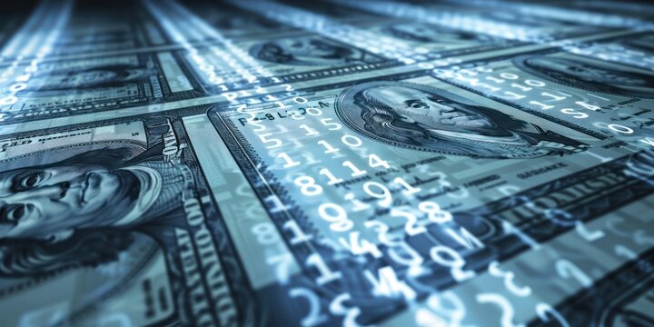 banking and finance money numbers digits data graphs cyber binary code