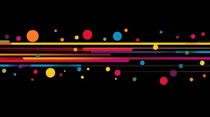 Obraz premium Colorful Abstract Background with Vibrant Lines and Dots on Black Canvas for Modern Design Projects, Presentation Templates, and Artistic Displays