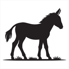Fototapeta premium Donkey standing silhouette vector illustration, Catalan donkey animal clipart Design 