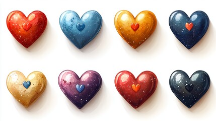 Obraz premium Colorful hearts symbolize love and affection for Valentine's Day
