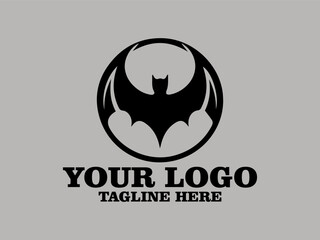 This bat vector illustration shows the silhouette of a bat flying in the dark night sky. The minimalist design with firm lines creates a mysterious and elegant impression. Perfect for rock band logos