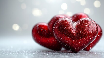 Obraz premium Romantic red hearts sparkling with love on Valentine’s Day