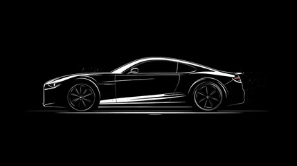 Logo sports car isolated in black background illustration 