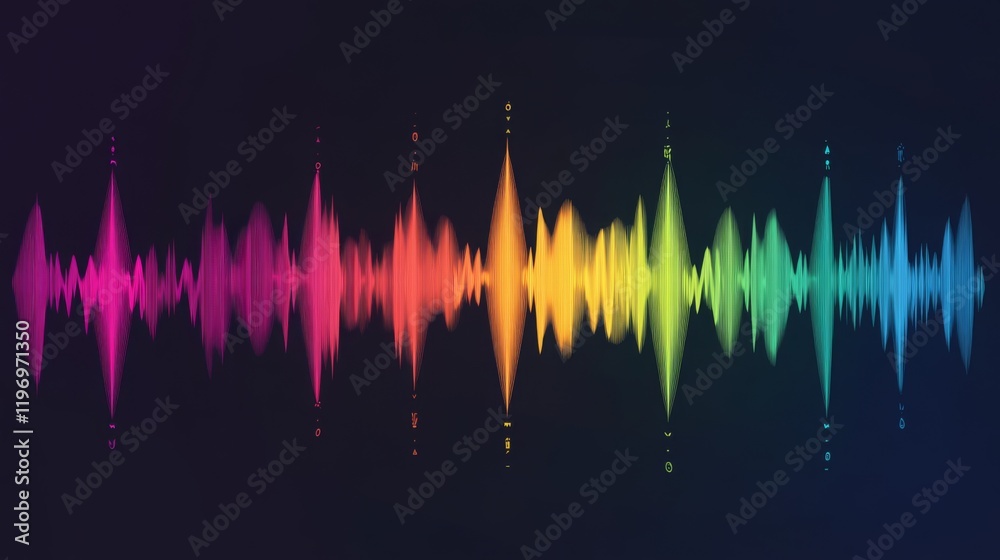 Aufkleber a series of heart waveforms depicted in different colors, symbolizing various emotional states, disp