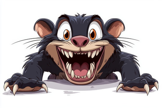 Grinning Tasmanian Devil cartoon character peeking over edge.