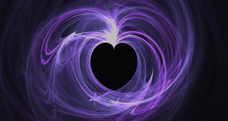 dark background with heart illustration made with thin lines abstract and artistic feel