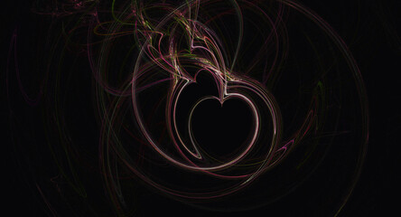 dark background with heart illustration made with thin lines abstract and artistic feel