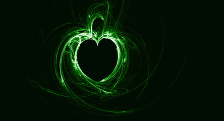 dark background with heart illustration made with thin lines abstract and artistic feel