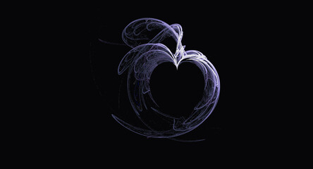 dark background with heart illustration made with thin lines abstract and artistic feel