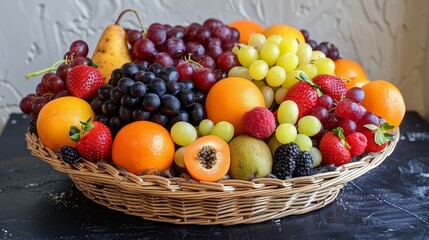 lots of fruits on a kitchen table